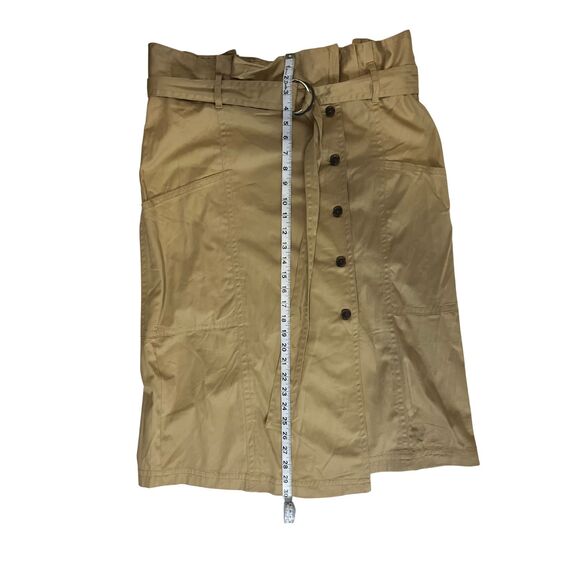Banana Republic Belted Midi Skirt 16 Khaki Button Front Paperbag Waist NWT - Picture 4 of 8